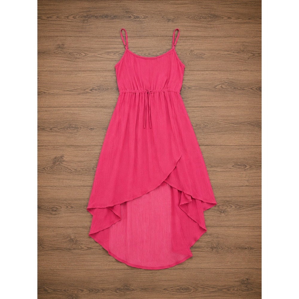 Coquette High Low Pink Chiffon Cami Dress Lined Flowy Womens Large Beach Prom